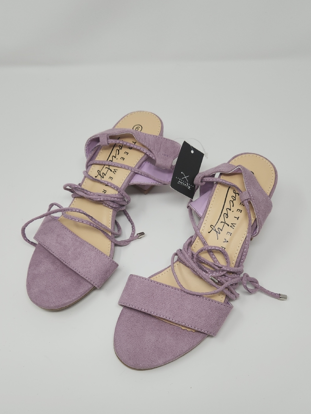 Streetwear Society Lilac Lace-Up Suede Sandals